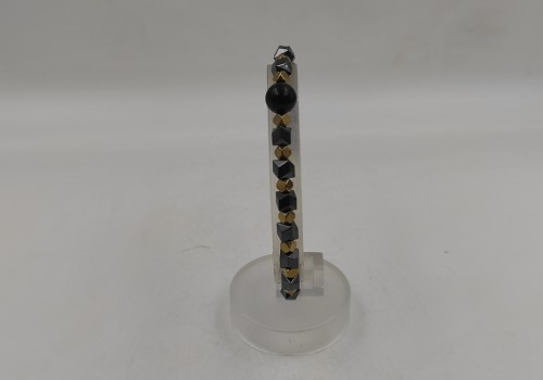 Xειροποίητο βραχιόλι από ατσάλι με Τουρμαλίνη και Αιματίτη