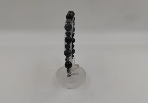 Xειροποίητο βραχιόλι από ατσάλι με Λαυρικίτη Τουρμαλίνη και Αιματίτη