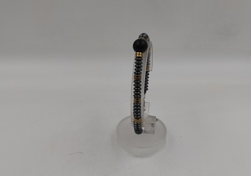 Xειροποίητο βραχιόλι από ατσάλι με Αχάτη και Αιματίτη