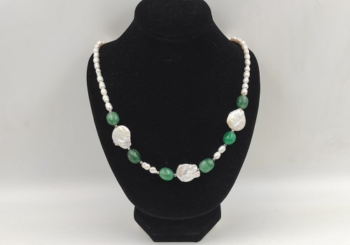 Κολιέ από ασήμι με Αβεντορίνη,Αιματίτη και Μαργαριτάρι