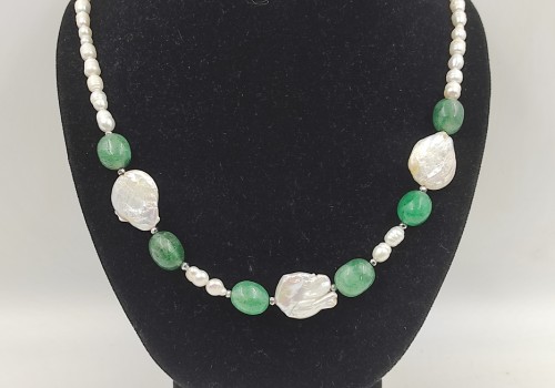 Κολιέ από ασήμι με Αβεντορίνη,Αιματίτη και Μαργαριτάρι Κολιέ από ασήμι με Αβεντορίνη,Αιματίτη και Μαργαριτάρι