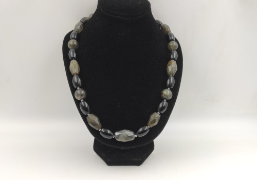 Χειροποίητο κολιέ από ασήμι925 με Λαβραδορίτη και Οψιδιανό