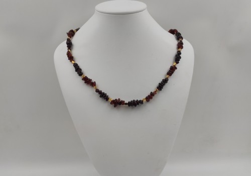 Χειροποίητο κολιέ από ατσάλι με Γρανάτη και Αιματίτη 