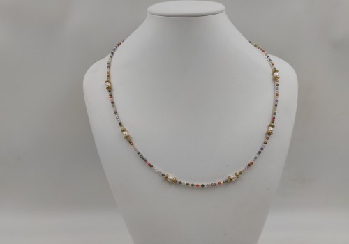 Χειροποίητο κολιέ από ατσάλι με Μαργαριτάρι και Ζιργκόν 