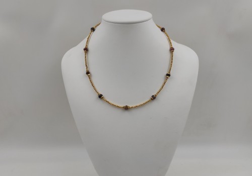 Χειροποίητο κολιέ από ατσάλι με Τουρμαλίνη και Αιματίτη 