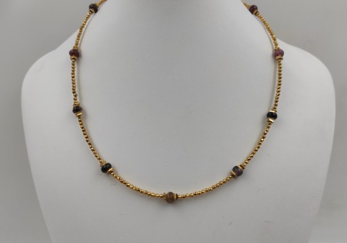 Χειροποίητο κολιέ από ατσάλι με Τουρμαλίνη και Αιματίτη 