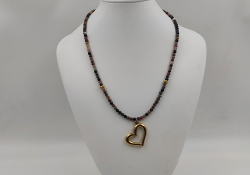 Χειροποίητο κολιέ από ατσάλι με Τουρμαλίνη