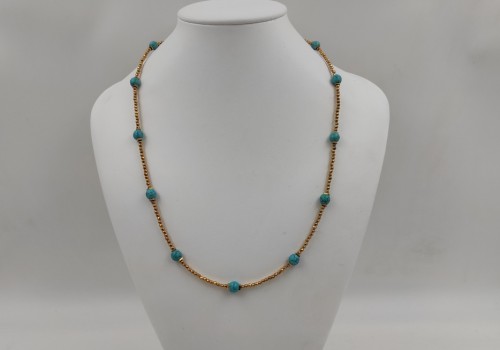 Χειροποίητο κολιέ από ατσάλι με Χαολίτη και Αιματίτη 