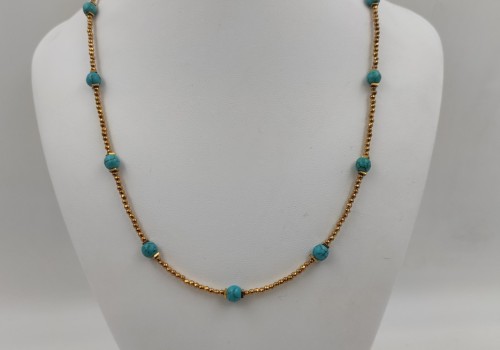 Χειροποίητο κολιέ από ατσάλι με Χαολίτη και Αιματίτη 