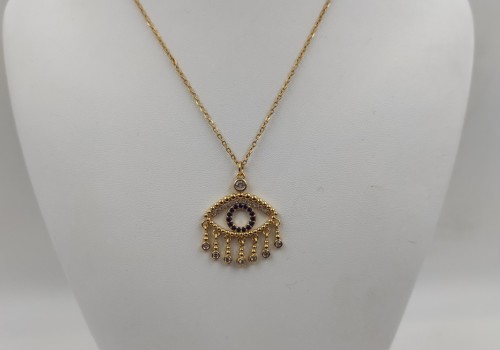 Χειροποίητο κολιέ από ατσάλι με Ζιργκόν 