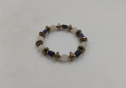 Xειροποίητο βραχιόλι από λάστιχο με Σοδαλίτη Ροζ Χαλαζία  και Αιματίτη