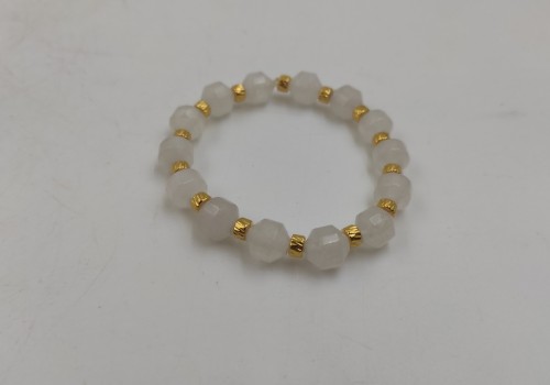 Xειροποίητο βραχιόλι από λάστιχο με Ροζ Χαλαζία  