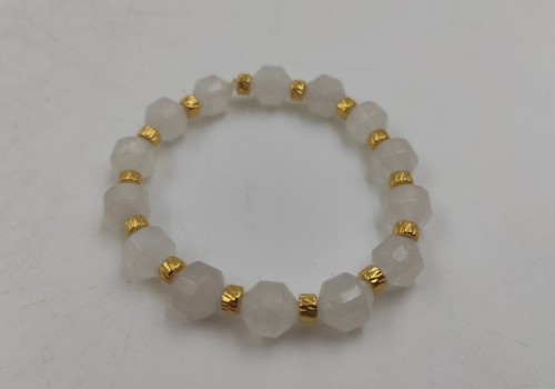 Xειροποίητο βραχιόλι από λάστιχο με Ροζ Χαλαζία  