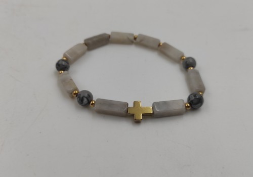 Xειροποίητο βραχιόλι από λάστιχο με Μάτι Αετού και Αιματίτη