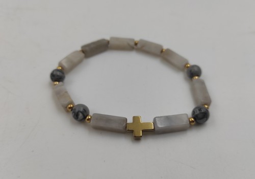 Xειροποίητο βραχιόλι από λάστιχο με Μάτι Αετού και Αιματίτη