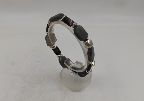 Xειροποίητο βραχιόλι από λάστιχο με Ηλιόπετρα και Αχάτη