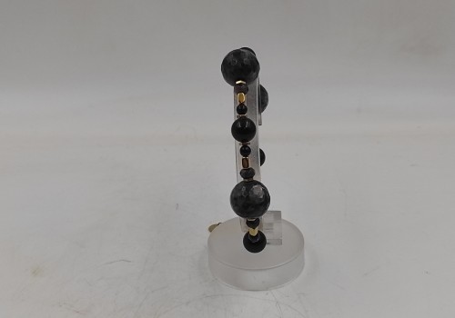 Xειροποίητο βραχιόλι από ατσάλι με Λαβρικίτη, Αιματίτη και Τουρμαλίνη