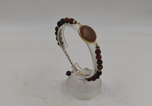 Xειροποίητο βραχιόλι από ατσάλι με Ίασπι Πικάσο και Αχάτη