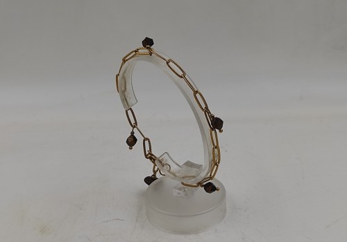 Xειροποίητο βραχιόλι από ατσάλι με Αιματίτη και Μάτι Τίγρη