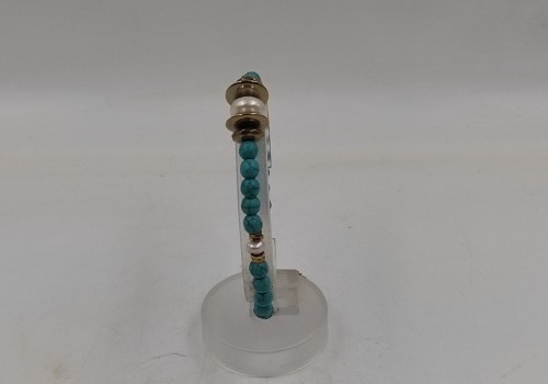 Xειροποίητο βραχιόλι από ατσάλι με Μαργαριτάρι, Αιματίτη και Χαολίτη