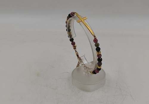 Xειροποίητο βραχιόλι από ατσάλι και Τουρμαλίνη