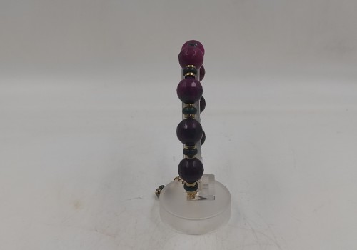 Xειροποίητο βραχιόλι από ατσάλι με Αχάτη, Αιματίτη και Μαλαχίτη