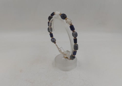 Xειροποίητο βραχιόλι από ατσάλι με Σοδαλίτη, Χαλαζία και Αιματίτη