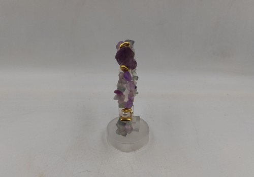 Xειροποίητο βραχιόλι από επίχρυσο ατσάλι με Αμέθυστο φθορίτη και Μαργαριτάρι  Xειροποίητο βραχιόλι από επίχρυσο ατσάλι με Αμέθυστο φθορίτη και Μαργαριτάρι