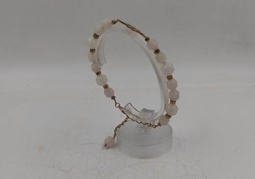 Xειροποίητο βραχιόλι από επίχρυσο ατσάλι με Ροζ Χαλαζία και Αιματίτη