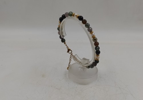 Xειροποίητο βραχιόλι από επίχρυσο ατσάλι με Μαργαριτάρια και Αχάτη Xειροποίητο βραχιόλι από επίχρυσο ατσάλι με Μαργαριτάρια και Αχάτη