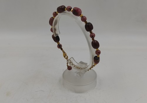 Xειροποίητο βραχιόλι από επίχρυσο ατσάλι με Ροδονίτη Ροδοχρώσιτη και Αιματίτη Xειροποίητο βραχιόλι από επίχρυσο ατσάλι με Ροδονίτη Ροδοχρώσιτη και Αιματίτη