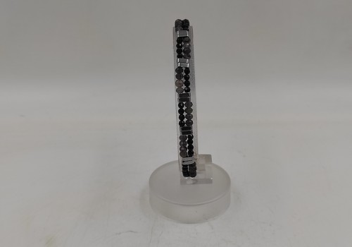 Xειροποίητο βραχιόλι από ατσάλι με Τουρμαλίνη Grustal Gri και Αιματίτη