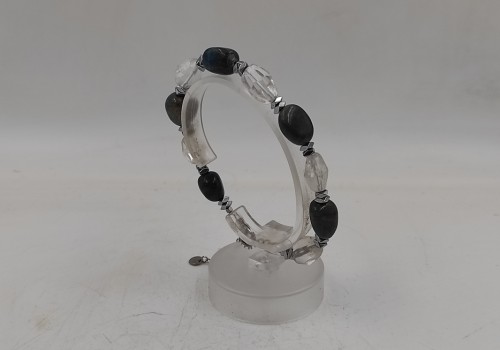 Xειροποίητο βραχιόλι από ατσάλι με Απατίτη και Χαλαζία