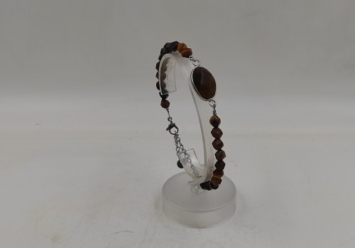 Xειροποίητο βραχιόλι από ατσάλι με Μάτι Τίγρη