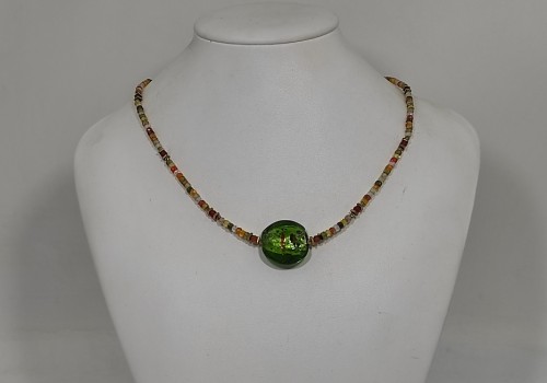 Χειροποίητο κολιέ από ατσάλι με Ζιρκόν και Αιματίτη