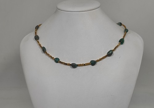 Χειροποίητο κολιέ από επίχρυσο ατσάλι με Απατίτη και Αιματίτη