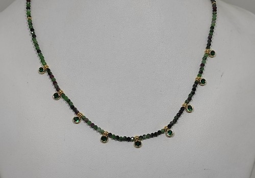 Χειροποίητο κολιέ από ορύχαλκο με Ρουμπίνη Ζωίσιτη