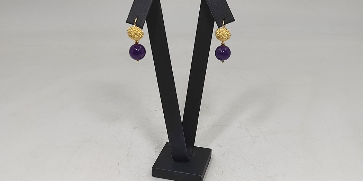 Χειροποίητα σκουλαρίκια από ασήμι 925 επιχρυσωμένο  με Αμέθυστος