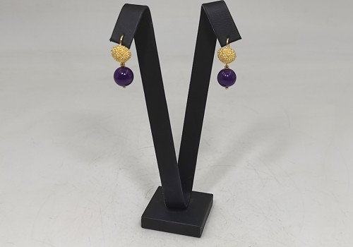 Χειροποίητα σκουλαρίκια από ασήμι 925 επιχρυσωμένο  με Αμέθυστος