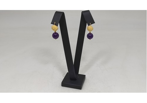 Χειροποίητα σκουλαρίκια από ασήμι 925 επιχρυσωμένο  με Αμέθυστος