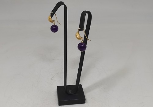 Χειροποίητα σκουλαρίκια από ασήμι 925 επιχρυσωμένο  με Αμέθυστος