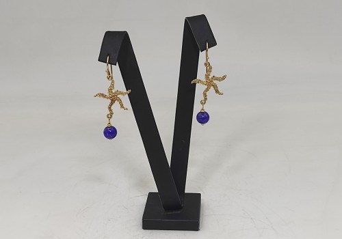 Χειροποίητα σκουλαρίκια από ασήμι 925 επιχρυσωμένο με Λάπις Λάζουλι