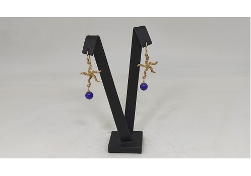 Χειροποίητα σκουλαρίκια από ασήμι 925 επιχρυσωμένο με Λάπις Λάζουλι