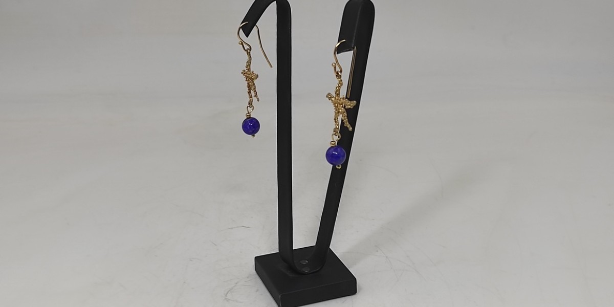 Χειροποίητα σκουλαρίκια από ασήμι 925 επιχρυσωμένο με Λάπις Λάζουλι