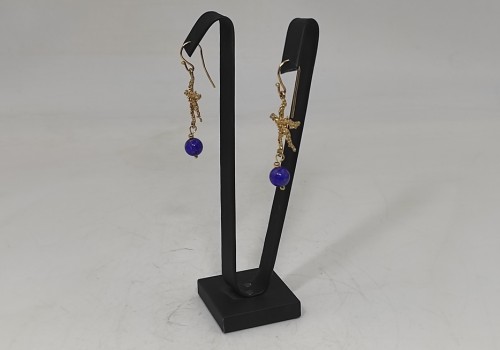 Χειροποίητα σκουλαρίκια από ασήμι 925 επιχρυσωμένο με Λάπις Λάζουλι