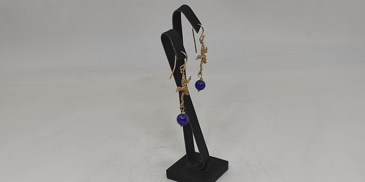 Χειροποίητα σκουλαρίκια από ασήμι 925 επιχρυσωμένο με Λάπις Λάζουλι