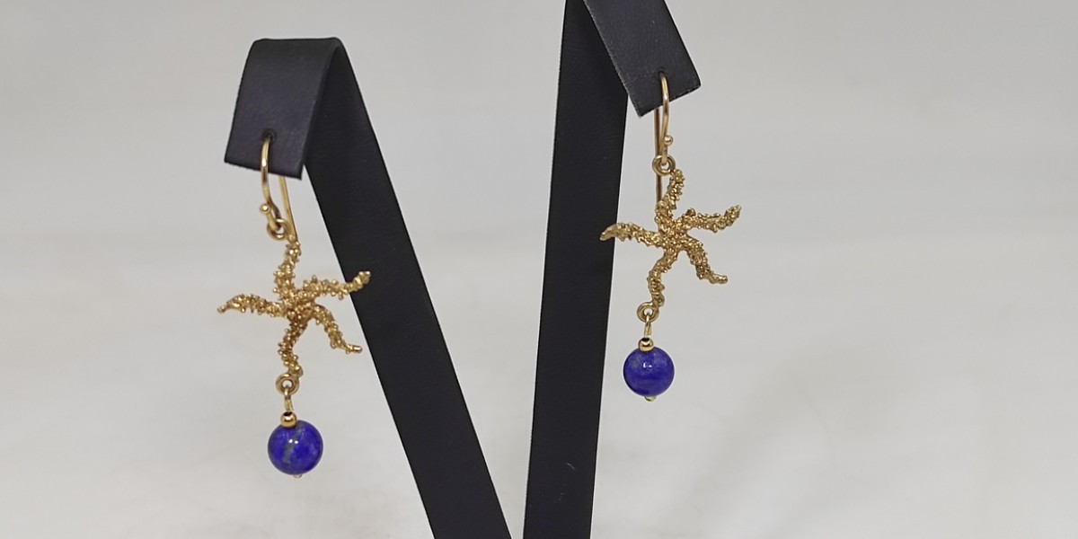 Χειροποίητα σκουλαρίκια από ασήμι 925 επιχρυσωμένο με Λάπις Λάζουλι