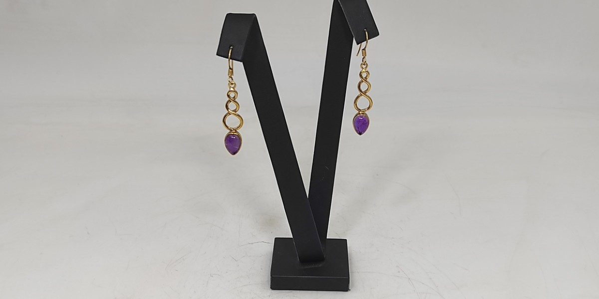 Χειροποίητα σκουλαρίκια από ασήμι 925 επιχρυσωμένο με Αμέθυστο