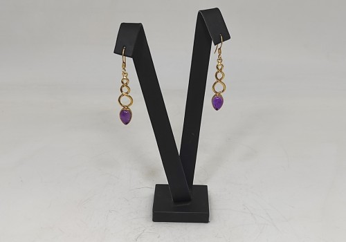 Χειροποίητα σκουλαρίκια από ασήμι 925 επιχρυσωμένο με Αμέθυστο