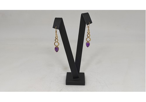 Χειροποίητα σκουλαρίκια από ασήμι 925 επιχρυσωμένο με Αμέθυστο